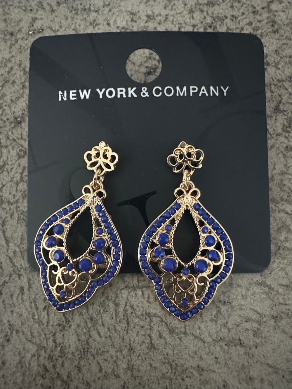 New York & Company Gold-Tone Earrings with Blue Stone Accents
